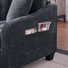 YOGLAD Modern Chaise Lounge Sofa Chair Indoor With Storage Ottoman, 2 Seater Sofa With Chaise Lounge, Irregular Armrest Loveseat Couch With Checkered Cushions And 2 Throw Pillows, Comfortable Fabric Upholstered Small Sofa For Living Room Bedroom Apartment, Easy Assembly - màu đen - Xem 7