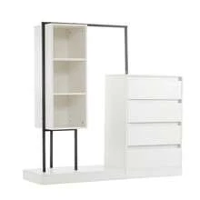 Drawer Cabinet, Wardrobe Set, White Wardrobe, Sideboard, Clothes Rail, Dimensions: W140/W40/H135, White