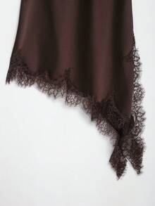 山茶花新款夏季女装时尚性感不对称蕾丝连衣裙，欧美风格