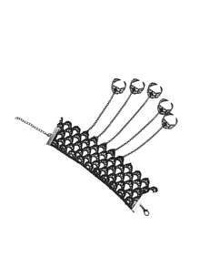 1pc Gothic Style Women's Black Sexy Hollow Lace Bracelet With Adjustable Semi-Open Ring, Tassel, Punk Butterfly Finger Ring Bracelet, Fashion Accessory - Multicolor - View 7