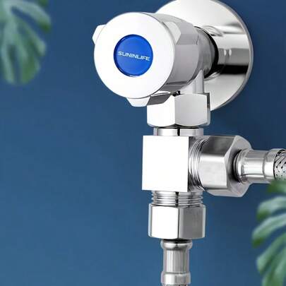 1 个 T 形黄铜连接阀：1 个入口、2 个出口，无需电池，适用于洗衣机和淋浴水龙头，由黄铜和不锈钢制成