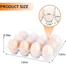50 Pack 12 Count Plastic Cartons - Bulk Cheap Reusable Containers Chicken Eggs, Dozen Storage Solutions. 50 - 50 - View 3