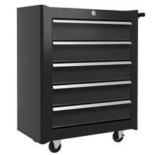 HOMCOM 5 Drawer Roller Tool Chest, Mobile Lockable Toolbox, Storage Organizer With Handle For Workshop Mechanics Garage, Black - Black - View 10