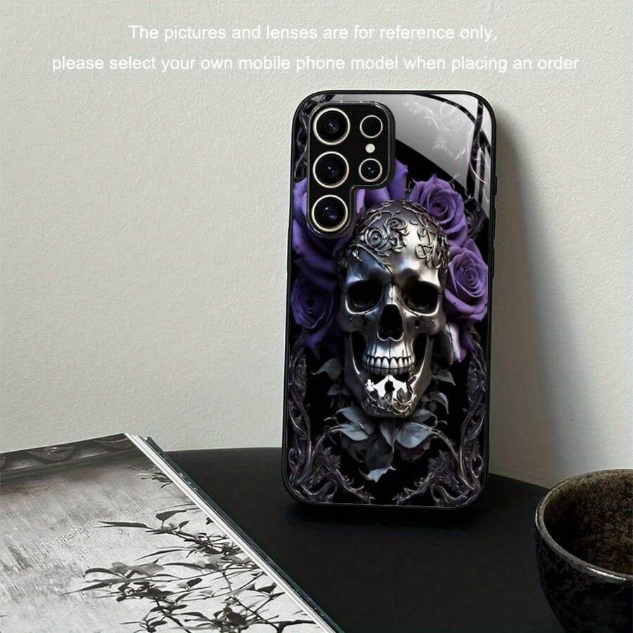 Funda de vidrio para iPhone 17air/16E/15/14/13/12/11 plus, Pro, Promax, X/XS/XR/XSMAX, Galaxy A03/A03S/A05S/A06/A07/A11/A12/A13/A14/A15/A16/A17/A22/A22/A23/A26/A31/A32/A34/A35/A36/A52/A53/A73, S21/S22/S23/S24/S25 Plus, Ultra, funda de vidrio reflectante, buena sensación al tacto, protección de borde suave, adecuada para hombres y mujeres - Negro - Ver 1