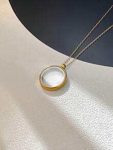 1pc 18k Titanium Steel Locket Necklace With Glass For Holding Photos, Hair Keepsake Memorial Pendant - Star - View 10