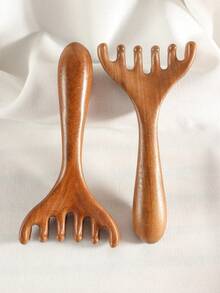 2件/3件/4件檀香按摩工具套装，包括面部和头部按摩刮刀、面部美容按摩棒、用于肌肉放松的身体按摩板