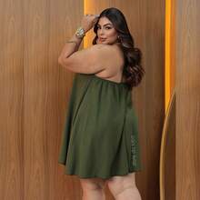 Women's Plus Size Short Party Dress Comfortable G1 G2 G3 - MILITARY - View 9