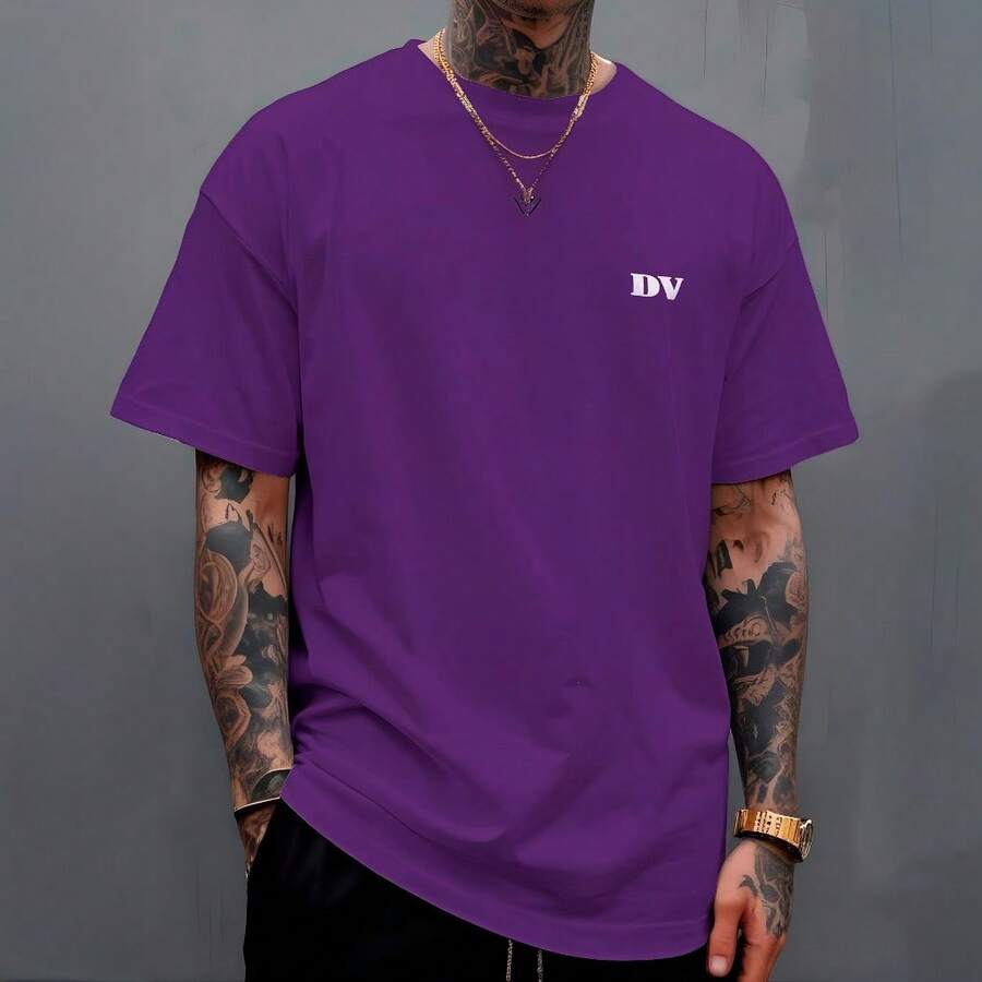 T-Shirt Camiseta DV Blusa Minimalista Manfinity 100% Algodão Street Wear - Violeta - Visão 1