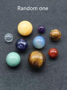 1 صندوق من 9 أحجار كريمة طبيعية - زينة كواكب المجموعة الشمسية - هدية ديكور المنزل، مجموعة أحجار طاقة نموذجية قابلة للجمع