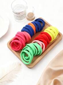 50 Dây buộc tóc cơ bản co giãn cao nhiều màu sắc thời trang mùa thu đông dành cho bé gái, phù hợp với mọi dịp trong mọi mùa (Màu sắc ngẫu nhiên), Dây buộc tóc đuôi ngựa, Dây thun buộc tóc, Dây thun buộc tóc, Dây buộc tóc, Dây buộc tóc - Nhiều màu - Xem 3