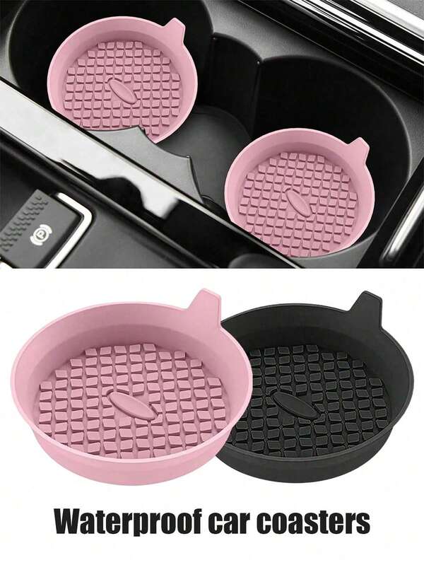 Silicone Car Cup Holder Coasters, Universal Non-Slip Embedded Car Interior Accessories - Insertable Cup Holder Coasters