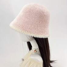 1pc, Ladies' Soft Plush Bucket Hat, Autumn And Winter Warm Headwear, Ladies' Christmas Gift, Charming Outdoor Accessory. Winter Gear