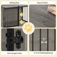 HaluPeit 39.4" Heavy Duty Dog Crate Furniture With Barn Door, Wood Indoor Dog Crate Kennel For Small/Medium/Large Dogs, End Side Table, TV Stand, Rustic Brown,Black,Greige - 淺象牙色 - 查看 6