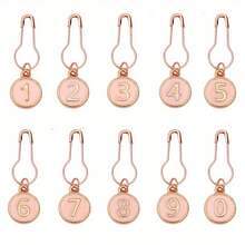10 piezas de marcadores de punto de ganchillo con esmalte numerado, ganchos de ganchillo de aleación del 0 al 9 con anillos de hierro con cierre, para accesorios de tejido, ganchillo y costura - Rosa 10 piezas/juego - Ver 6