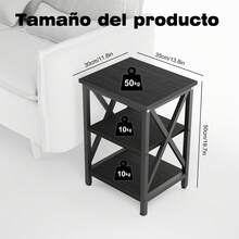 Mesa Auxiliar, Mesa De Noche Moderno, Pequena Mesa De Centro Buró Para Recámara Mesa De Noche Minimalista Mesa Auxiliar Mesa Para Jardín Mesa De Centro Mesa Auxiliar Madera Moderna Mesa De Centro Mesa De Noche Con Estante Mesas Auxiliares - Negro - Ver 2