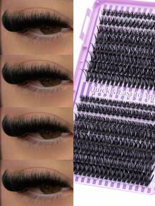 Large Capacity Eyelash Book 640pcs Russian Lash Extensions Spikes Lash Individuals 3D Volume Eyelash Clusters D-Curly Lash Clusters DIY Eyelash Extensions,50D/60D/80D/100D Reusable Individual Segmented False Eyelashes Wispy&Ultra Soft DIY Eyelash Extension At Home Lash Clusters, Eyelash Clusters, Individual Eyelashes, Lashes, Fake Lashes - Black - View 7