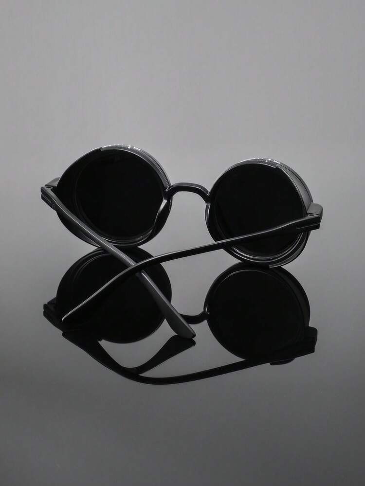 1 par de gafas de montura de plástico redonda con estilo callejero, elegante y de moda para hombres, adecuadas para bloggers, fotografía callejera, ir al trabajo y actividades de ocio al aire libre - Multicolor - Añade 7