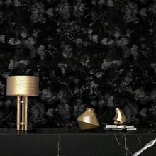 Black Peel And Stick Wallpaper 15.74" X 118.11" Emed Butterfly Vintage Textured Wall Paper Retro Solid Black Butterfly Contact Paper Self Adhesive Wallpaper For Countertop Cabinets Bedroom - 黑色 - 查看 4