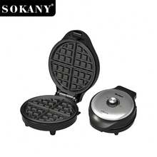 SOKANY08039 Multi-Function Household Electric Waffle Maker, Adjustable Knob And Temperature, Indicator Light, 4 Non-Stick Waffle Plates, Easy To Clean, Compact Size, Space-Saving, Suitable For Making Homemade Waffles, Cakes, Sandwiches, And Children's Cookies