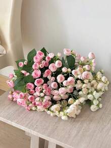 1/3/5 bukietów sztucznych różowych kwiatów kamelii, każdy bukiet zawiera 12 pąków kwiatowych. Te bukiety kwiatów kamelii na długiej łodydze idealnie nadają się do dekoracji domu, wesel, walentynek, sypialni, salonu i łazienki, jako ozdoby stołu, kompozycje kwiatowe do wnętrz i na zewnątrz, spotkania rodzinne, wesela, wieczory panieńskie i dekoracje na Święto Dziękczynienia. To idealny prezent dla kobiet. - Jasnoróżowy - Zobacz 2