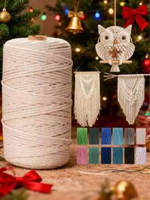 流苏绳，优质流苏绳，粗天然线，多股合成编织绳，用于壁挂装饰，植物吊架，工艺品，包袋，DIY，家居装饰，礼品包装，彩色扭纹编织绳，空心线工艺装饰，腰带配件，涤纶流苏绳，钩编用黑纱，针织用钩针线 - 彩色 - 查看 2