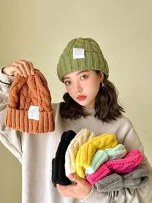 1pc Solid Color Fluffy Bucket Hat, Thick Warm Bucket Hat For Winter Casual Cold Protection, Women, Polyester Soft Fleece Fall