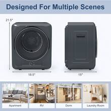 Portable Clothes Dryer For Apartment, 10lbs Compact Electric Laundry Dryer With Stainless Steel Tub, 1.6 Cu.Ft Suitable For Apartments, Dorm, RVS(Grey) - Xem 6