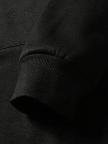 250g Polyester Fiber Men's Hooded Sweatshirt With Long Sleeved ,Halloween Spider Spider Web Pattern Print, Fashionable And Loose Casual Fleece Sweatshirt Suitable For Autumn And Winter Wear On The Street - màu đen - Xem 5