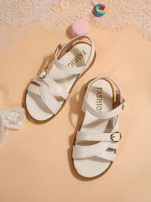 Children Fashion Outdoor Sandals Summer Square Toe Flat Shoes Strap Sandals New Style Girls Shoes Stylish Beach Slippers - Beige - View 3