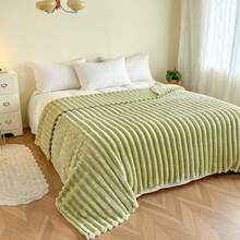 1件装柔软复古风人造毛皮毯 - 沙发和椅子的舒适之选，条纹图案，可机洗，涤纶混纺，四季皆宜，椅套/床罩 | 柔软毯子 | 涤纶混纺，兔子装饰 - 淡綠 - 查看 5