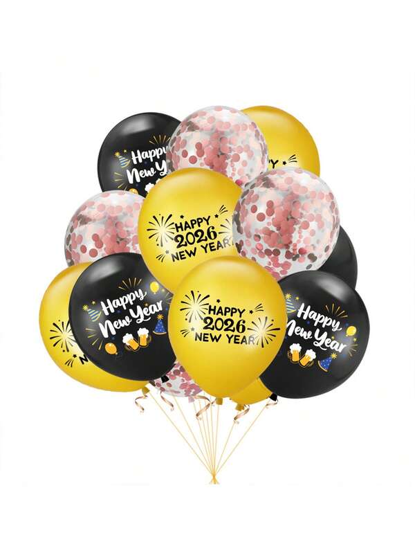 22/38pcs Happy New Year Balloons 12 Inch New Year Latex Balloons Party Decoration Supplies New Year Party 2026 New Year Party Favors, Gold And Black Happy New Year Balloons For 2024 New Year's Eve Party Decorations
