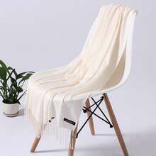 1 件 190*70 厘米经典纯色防风披肩，时尚男女通用轻质流苏围巾，适合户外、空调房间、柔软超大穆斯林头巾，四季皆宜