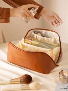 1个防水大容量洗漱包，PU皮革化妆包，女士手提包，旅行化妆包，化妆工具收纳包，洗漱用品收纳包，旅行整理配件，化妆品收纳盒，适用于化妆品、洗漱用品、护肤品、日常护理产品，节日礼物，圣诞礼物，女士礼物 - 彩色 - 查看 14