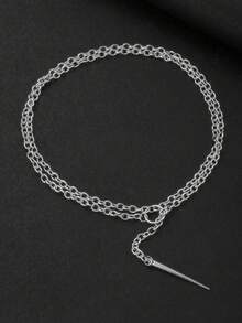 1pc Punk O-Ring Rivet Pendant Necklace, Hiphop Open Circle Necklace For Men And Women, Minimalist Street Style Party Accessory