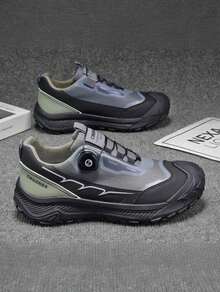 [Special Offer] Men's Quick Rotary Buckle Outdoor Hiking Shoes, Non-Slip Wear-Resistant Rugged Sole Anti-Collision Toe Breathable Trekking Sneakers For Trail Walking Camping Climbing Mountaineering Daily Outdoor Use - 灰色 - 查看 4
