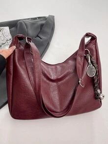 Fashionable Large Capacity Shoulder Tote Bag For Women, Design - Burgundy - View 11