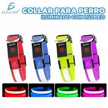 ELE-GATE Collar Para Perro Gato Mascota Iluminado Con Luz Led Forma:M - Verde - Ver 2