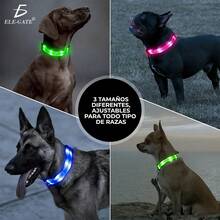 ELE-GATE Collar Para Perro Gato Mascota Iluminado Con Luz Led Forma:M - Verde - Ver 4