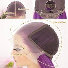 26 Inch Lace Front Wigs For Women Girls 13X6 HD Lace Frontal Hair Wig Pre Plucked Hair-Line Dark Purple Color Free Part Hair Long Straight Glueless Synthetic Lace Front Wigs For Halloween Daily Party Cosplay Use - 紫色 - 查看 5