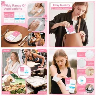 Moist Towelettes, Disposable Pre Moistened Towels Individually Wrapped, Soft Portable Face Body Wet Towels Travel Hotel Sport Camping Spa 9.8x 9.8 Inch, 200pack