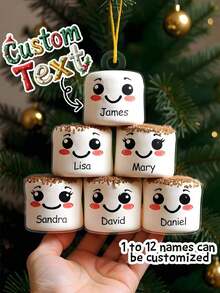 1PC Personalized Marshmallow Family Christmas Ornament Custom Name Holiday Keepsake Cute Marshmallow Couple Ornament Kids Parents Grandparents Decoration Unique 2025 Christmas Gift For Family Friends Couples And Loved Ones Christmas Christmas Decorations Room Decor Bedroom Home Decor - Multicolor - View 2