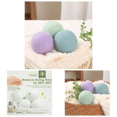 Wool Dryer Balls 3 Pack XL, Natural Fabric Softener New Zealand Wool Handmade Organic Laundry Dryer Balls, Reusable 1000 Loads, Wrinkles, Shorten Drying Time3 Pack, Colorful