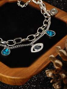 优雅的恶魔之眼钛钢手链，防过敏，不褪色，18K镀金，多功能复古珠宝，送给朋友的珍贵礼物 - 多款式 - 查看 5