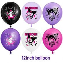 6/24pcs Sanrio Kuromi Party Balloons, Kuromi Cartoon Party Decorations, Theme Party Supplies, Birthday Party Balloons, Holiday Gifts