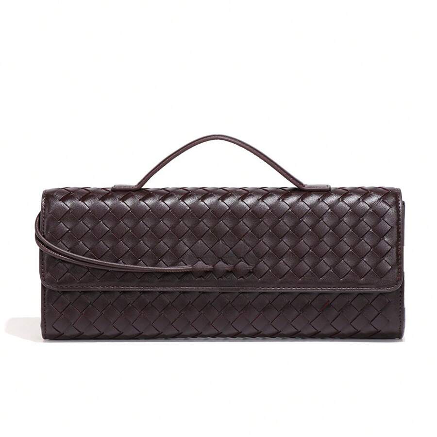 Nischen Woven Single Shoulder Organ Bag Fashion Horizontal Clutch Versatile Women's Crossbody Bag - 1893# Nho tím - Xem 1