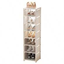 1pc Single Row Shoe Rack, Multi-Layered Storage Space Saving Shoe Cabinet, Can Be Freely Assembled, Suitable For Bedrooms, Living Rooms, And School Dormitories. - White - View 7