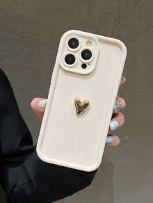 3件套渐变相框软壳手机壳，防震保护套，可爱卡通设计，兼容Apple 12/13 Pro Max、荣耀X7、三星Galaxy A56 5G、Infinix Smart 8、Infinix Hot 4、OPPO Spark 20/Spark 20C/Spark Go 2024、红米Note 14、Moto E22/E22i、OPPO A54 Reno 11F，国际版，非国内版 - 黑+白+咖 金愛心 - 查看 3