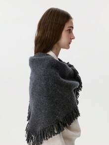 1 Stück Damen Wollmischung gefranstes gestrickter Dreieckschal, hochwertig retro Unisex dicker warmer Schal, geeignet für Outdoor, Urlaub, Skifahren, Eislaufen, Herbst/Winter - Verschiedenfarbig - Übersicht 9