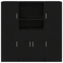 Juego de gabinetes de cocina Larryhot de 3 piezas, madera de ingeniería negra, adecuado para varias habitaciones (entrada, baño, oficina), estructura robusta, fácil de montar, ideal para almacenamiento y decoración. - Negro - Ver 5