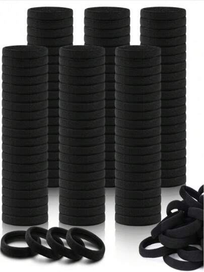 1000条/包 女士基础款弹力发带，黑色韩版，升级高弹力，时尚多功能，高端优雅品质，简约设计，适合女士高马尾，彩色发饰设计